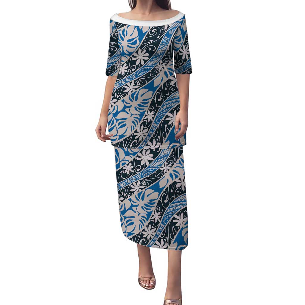 Ninamu Tahiti Tiare Monstera Puletasi Polynesian Pattern Curve Style - Polynesian Pride