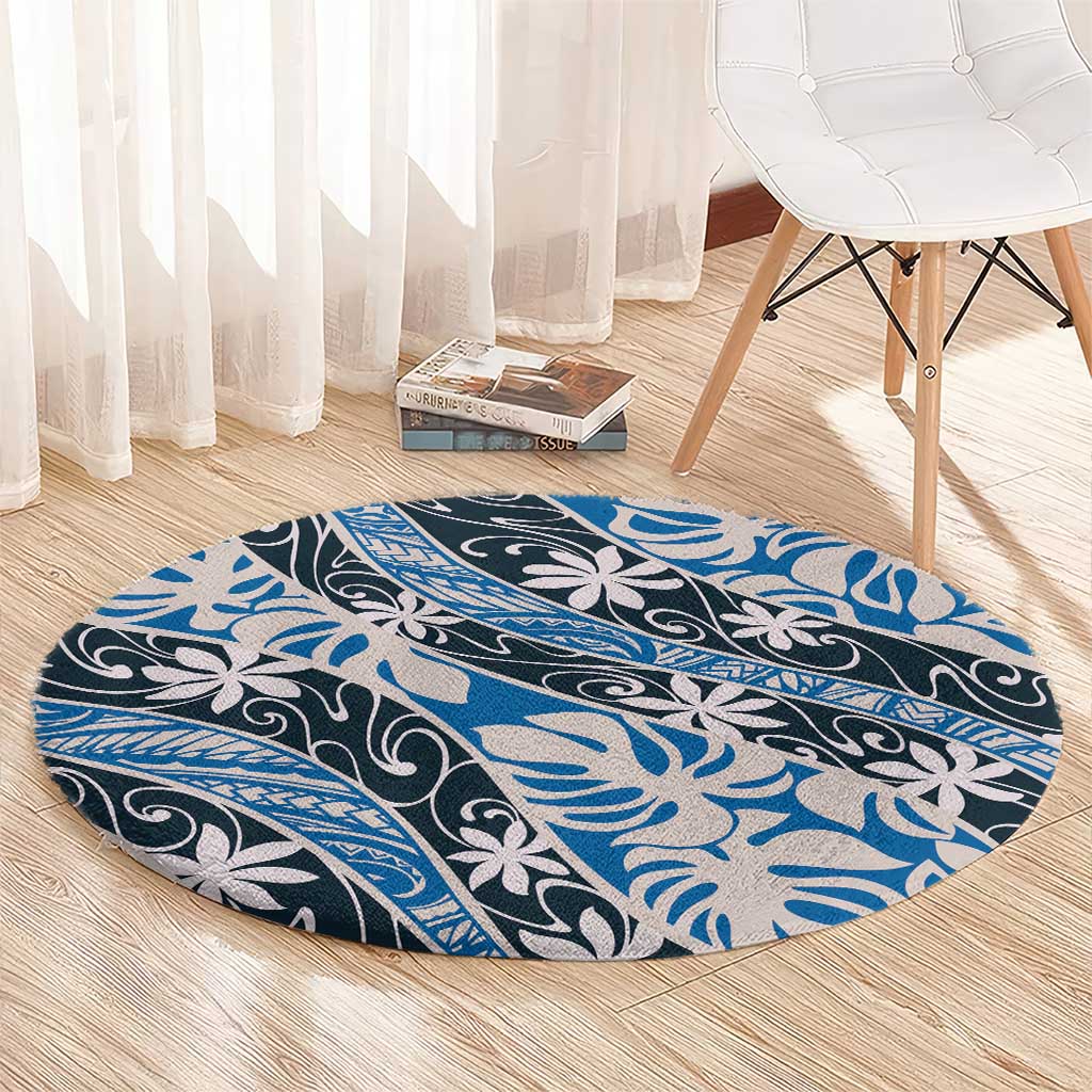Ninamu Tahiti Tiare Monstera Round Carpet Polynesian Pattern Curve Style - Polynesian Pride