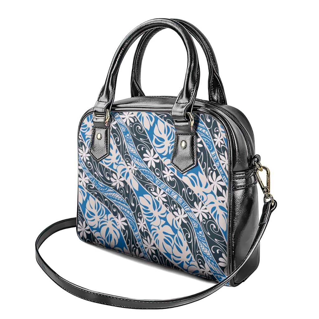 Ninamu Tahiti Tiare Monstera Shoulder Handbag Polynesian Pattern Curve Style - Polynesian Pride