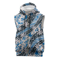 Ninamu Tahiti Tiare Monstera Sleeveless Zip Hoodie Polynesian Pattern Curve Style - Polynesian Pride