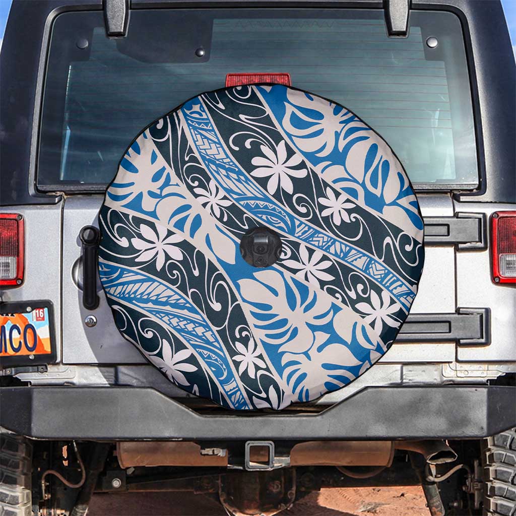Ninamu Tahiti Tiare Monstera Spare Tire Cover Polynesian Pattern Curve Style - Polynesian Pride