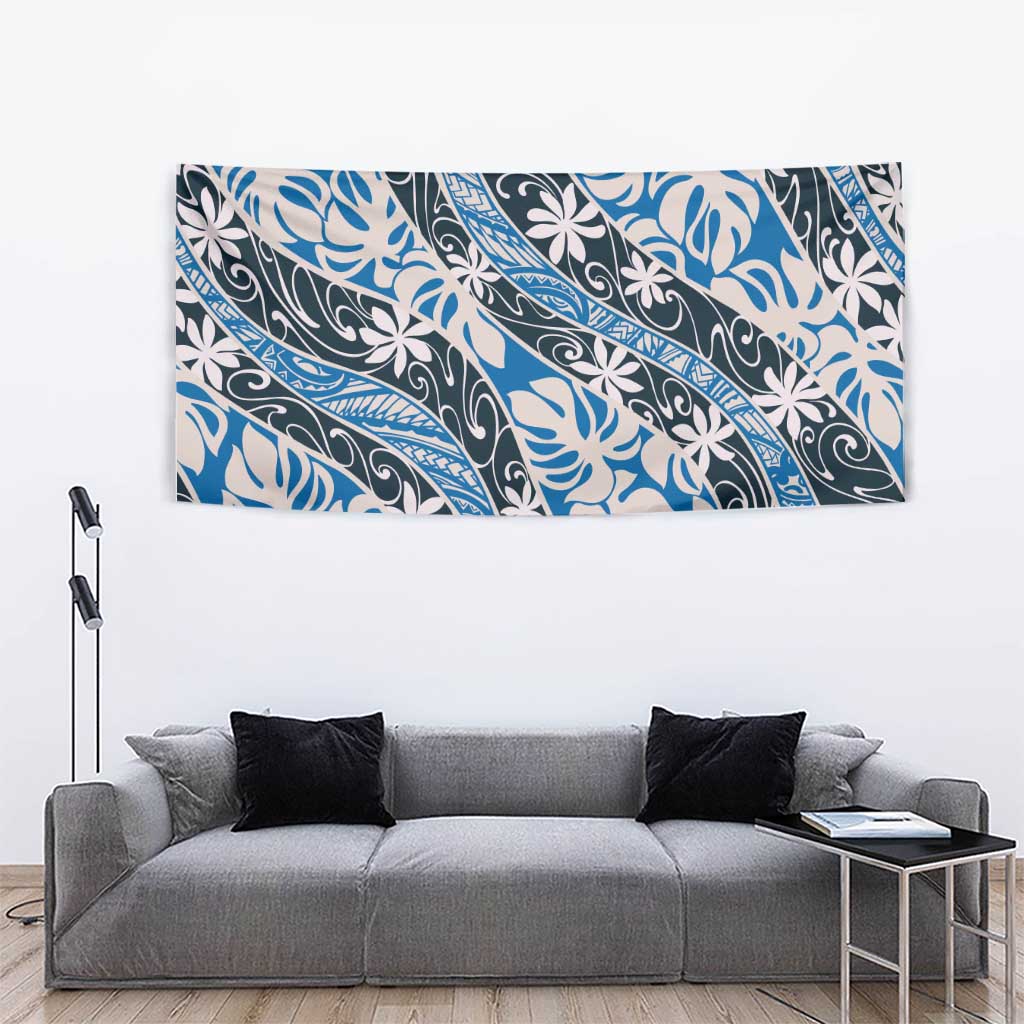 Ninamu Tahiti Tiare Monstera Tapestry Polynesian Pattern Curve Style - Polynesian Pride