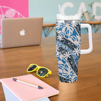 Ninamu Tahiti Tiare Monstera Tumbler With Handle Polynesian Pattern Curve Style - Polynesian Pride