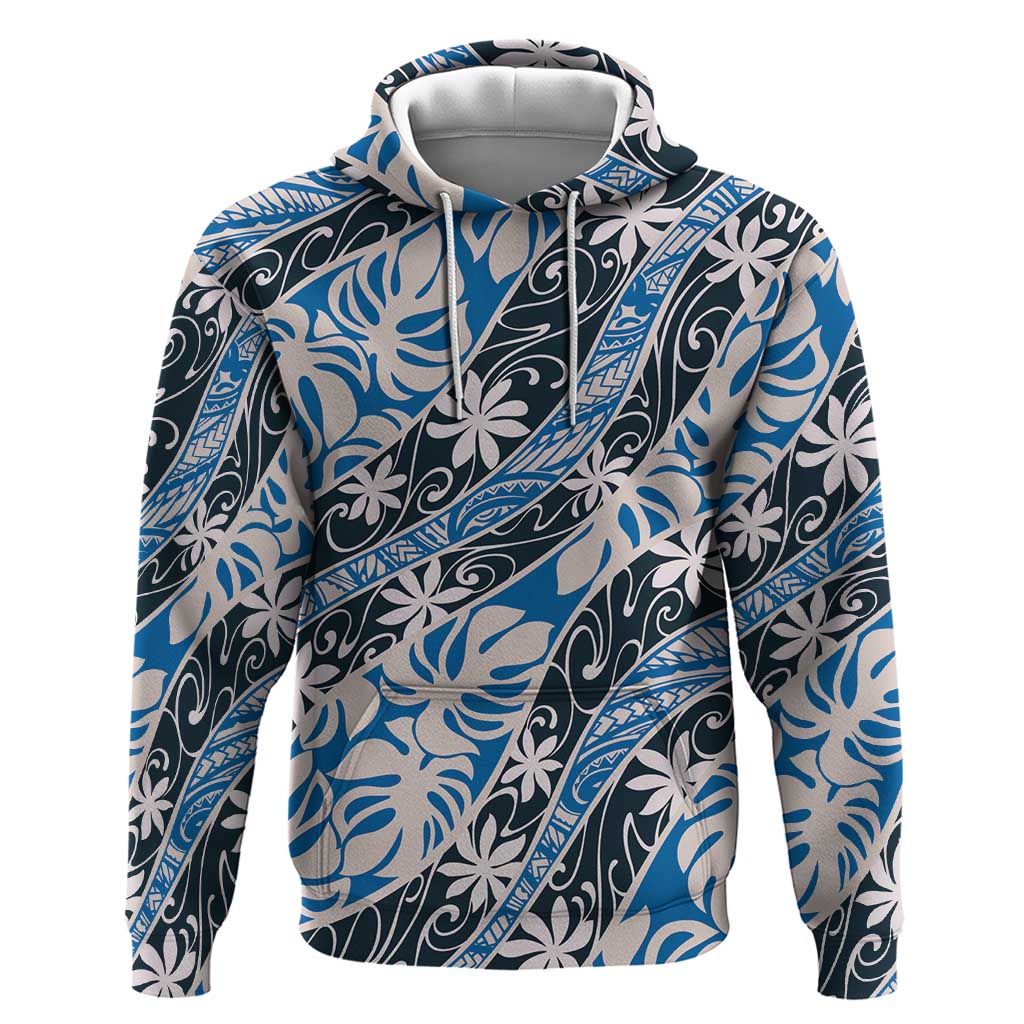 Ninamu Tahiti Tiare Monstera Zip Hoodie Polynesian Pattern Curve Style - Polynesian Pride