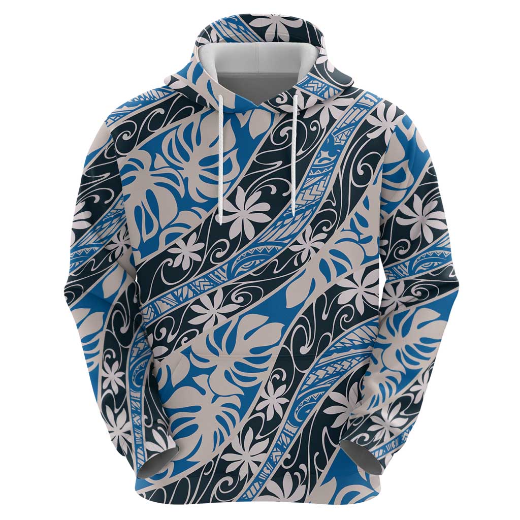 Ninamu Tahiti Tiare Monstera Zip Hoodie Polynesian Pattern Curve Style - Polynesian Pride