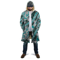 Cyan Tahiti Tiare Monstera Cloak Polynesian Pattern Curve Style - Polynesian Pride