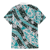 Cyan Tahiti Tiare Monstera Family Matching Mermaid Dress and Hawaiian Shirt Polynesian Pattern Curve Style - Polynesian Pride
