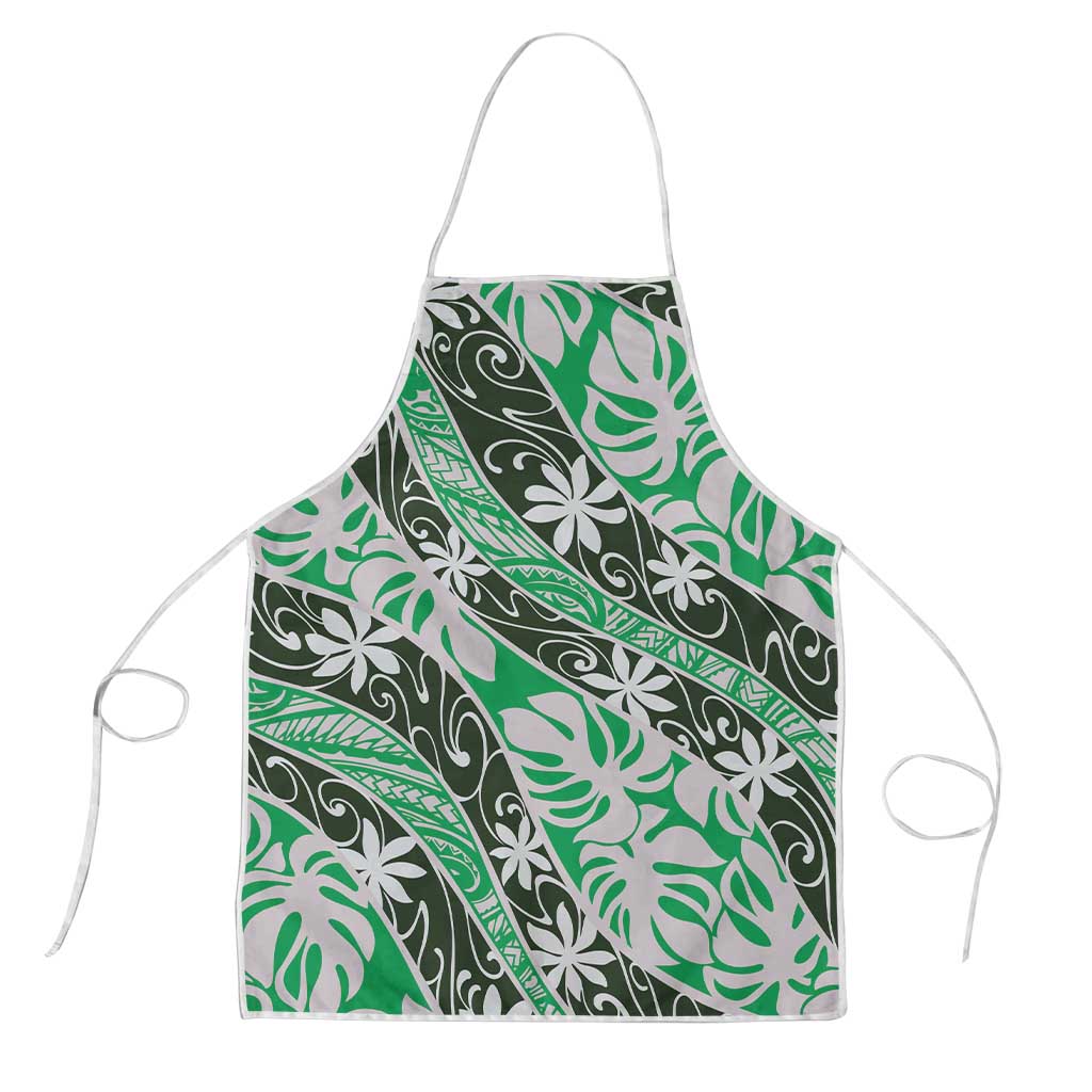 Matie Tahiti Tiare Monstera Apron Polynesian Pattern Curve Style - Polynesian Pride