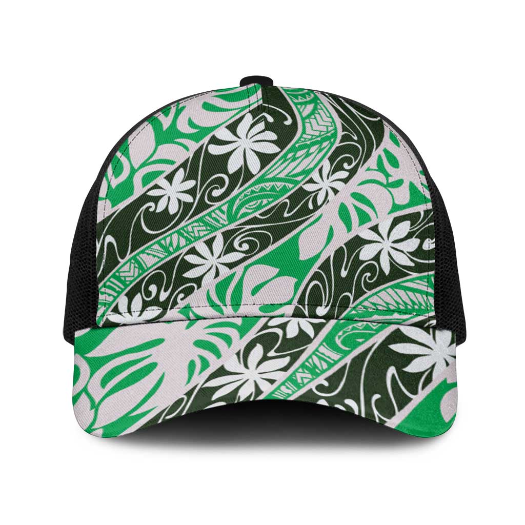 Matie Tahiti Tiare Monstera Baseball Net Cap Polynesian Pattern Curve Style - Polynesian Pride