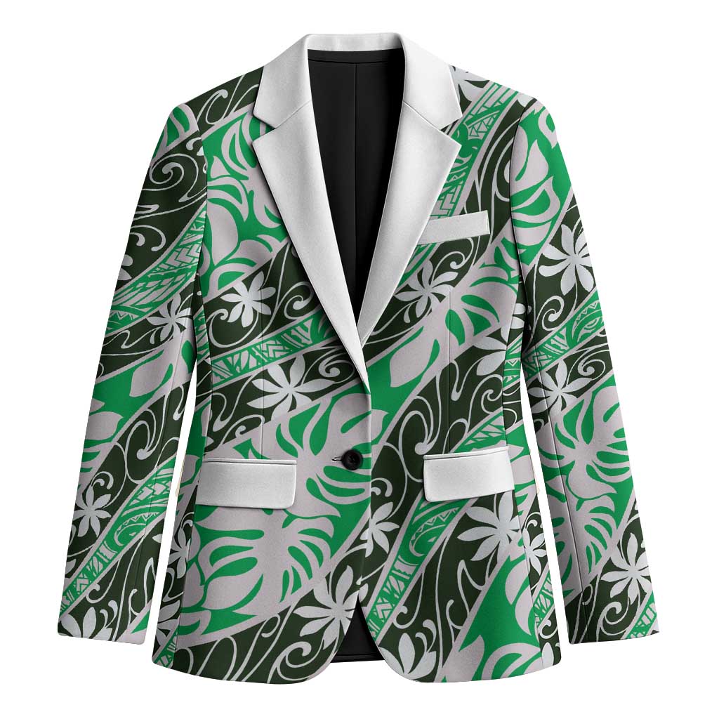 Matie Tahiti Tiare Monstera Blazer Polynesian Pattern Curve Style - Polynesian Pride
