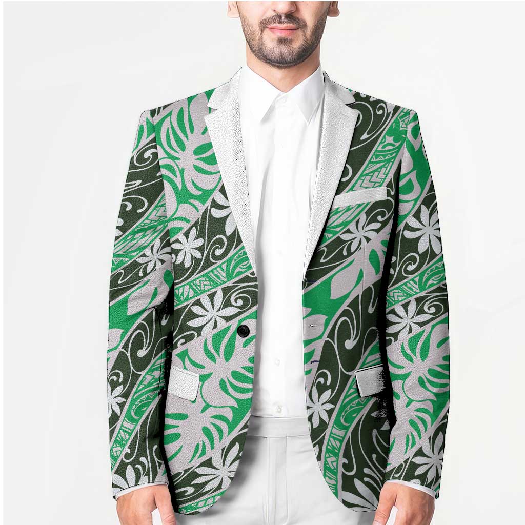 Matie Tahiti Tiare Monstera Blazer Polynesian Pattern Curve Style - Polynesian Pride