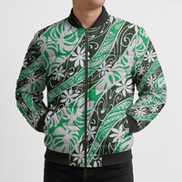 Matie Tahiti Tiare Monstera Bomber Puffer Jacket Polynesian Pattern Curve Style - Polynesian Pride