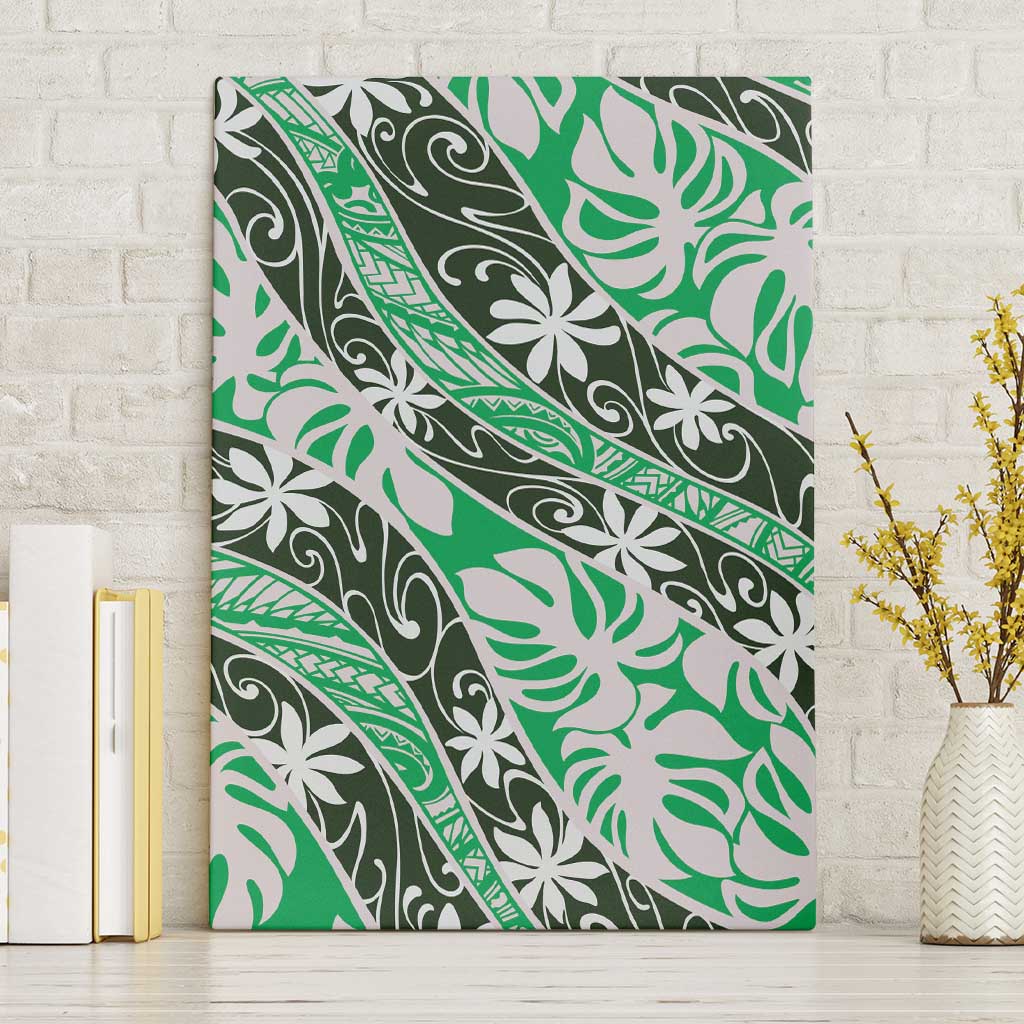 Matie Tahiti Tiare Monstera Canvas Wall Art Polynesian Pattern Curve Style - Polynesian Pride