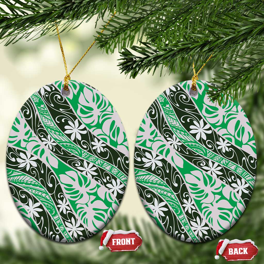Matie Tahiti Tiare Monstera Ceramic Ornament Polynesian Pattern Curve Style - Polynesian Pride