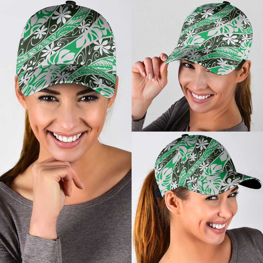 Matie Tahiti Tiare Monstera Classic Cap Polynesian Pattern Curve Style - Polynesian Pride