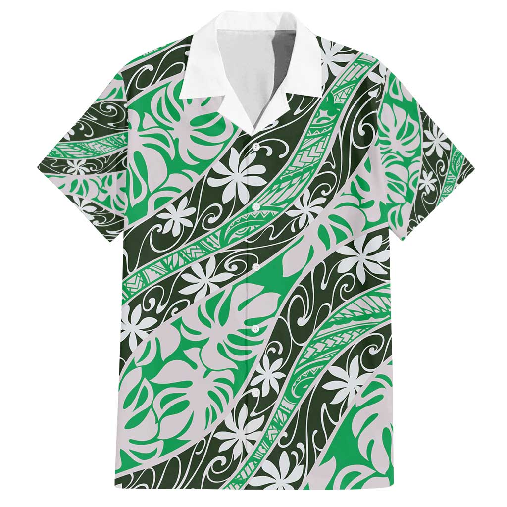 Matie Tahiti Tiare Monstera Family Matching Puletasi and Hawaiian Shirt Polynesian Pattern Curve Style - Polynesian Pride