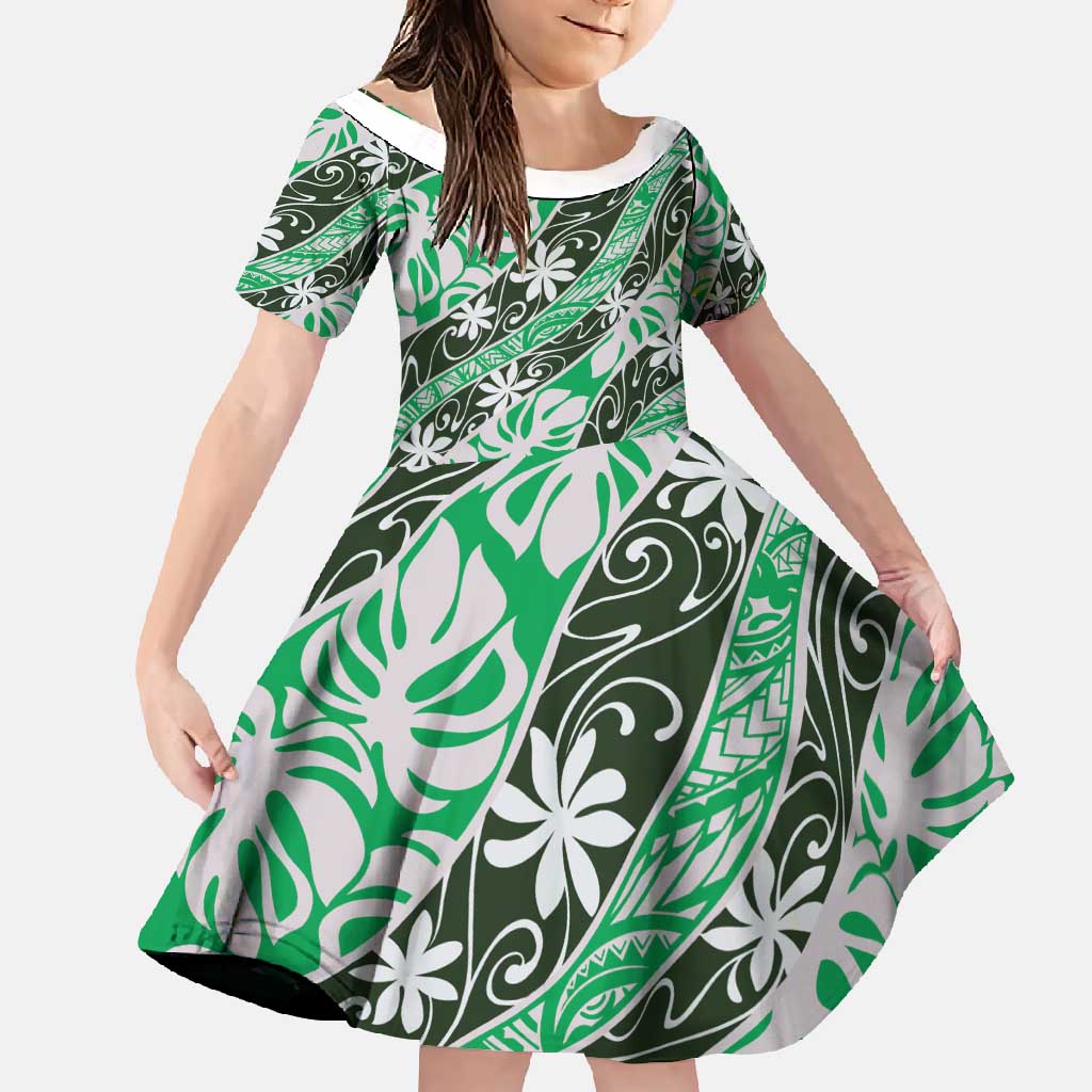 Matie Tahiti Tiare Monstera Family Matching Summer Maxi Dress and Hawaiian Shirt Polynesian Pattern Curve Style - Polynesian Pride