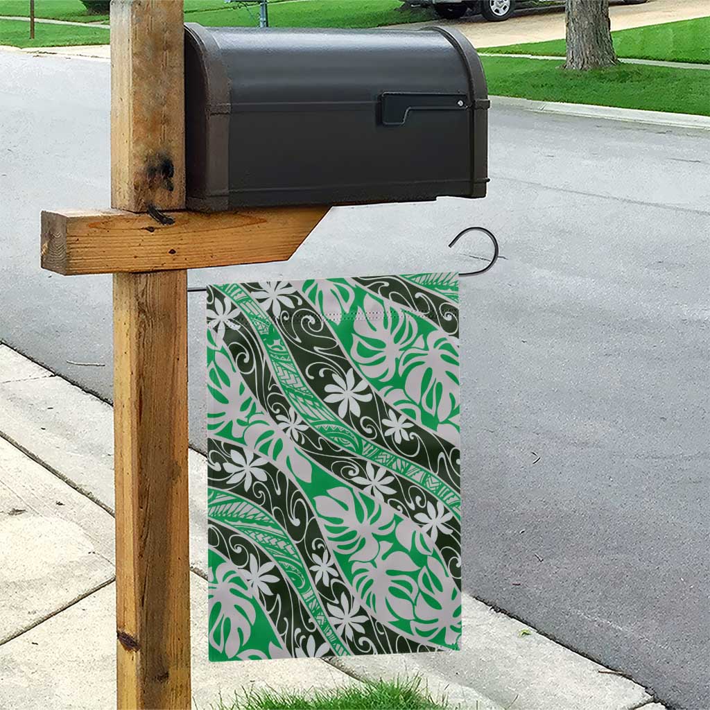 Matie Tahiti Tiare Monstera Garden Flag Polynesian Pattern Curve Style - Polynesian Pride