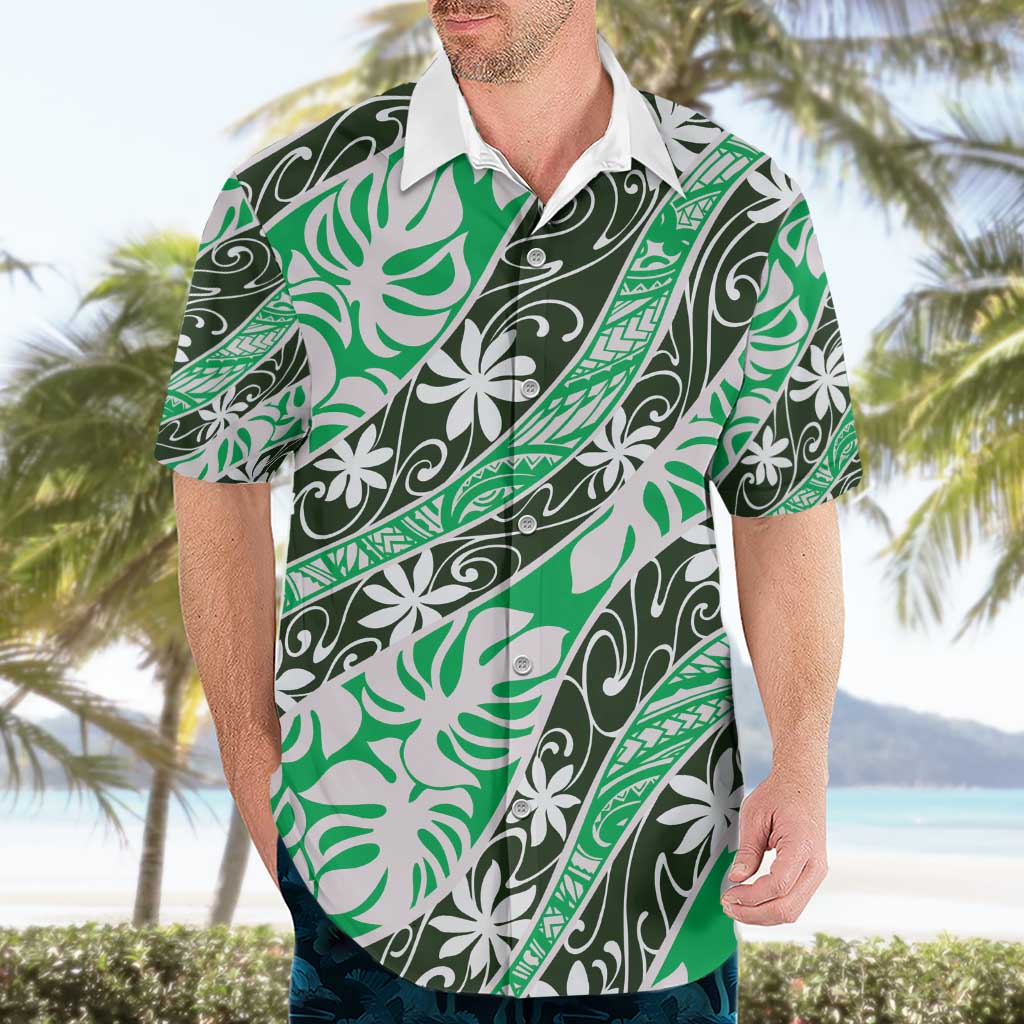 Matie Tahiti Tiare Monstera Hawaiian Shirt Polynesian Pattern Curve Style - Polynesian Pride