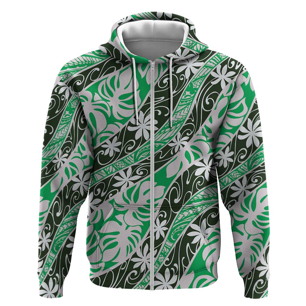 Matie Tahiti Tiare Monstera Hoodie Polynesian Pattern Curve Style - Polynesian Pride