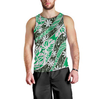 Matie Tahiti Tiare Monstera Men Tank Top Polynesian Pattern Curve Style - Polynesian Pride