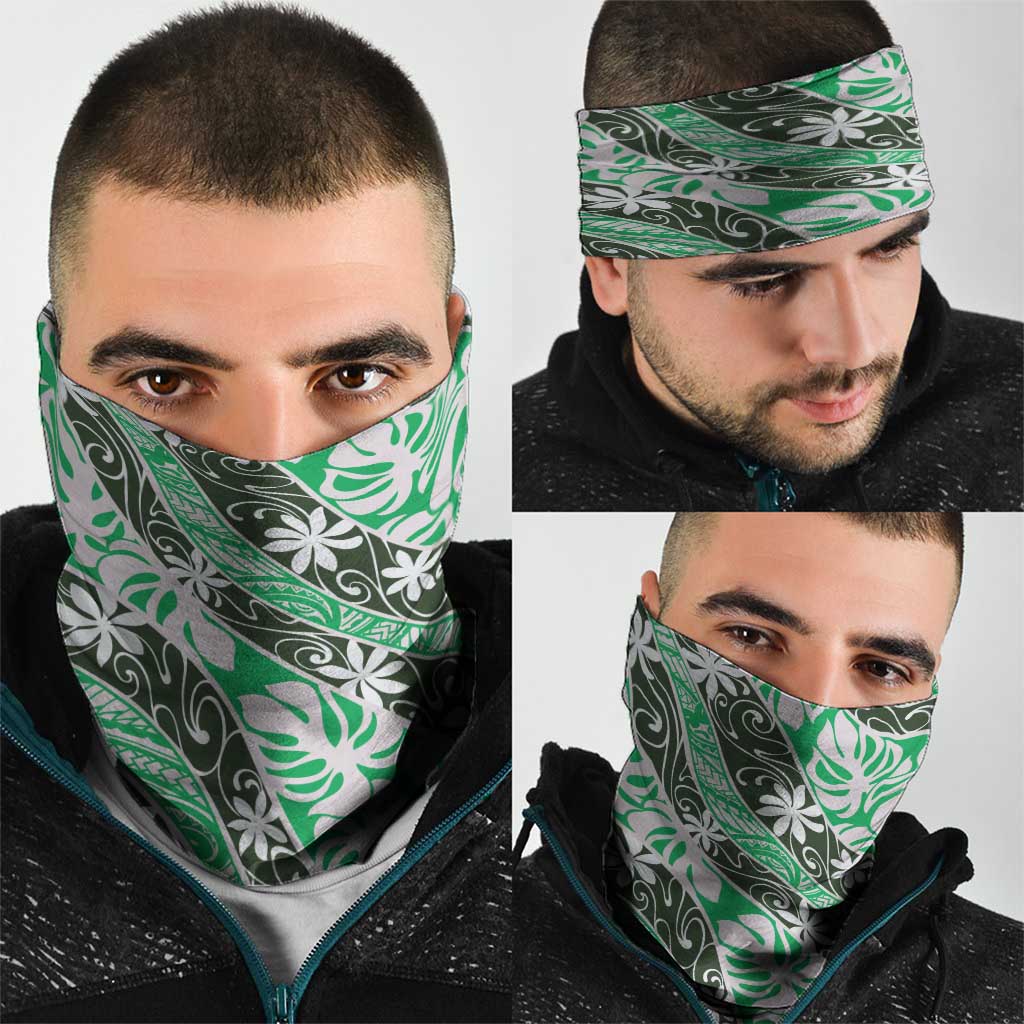 Matie Tahiti Tiare Monstera Neck Gaiter Polynesian Pattern Curve Style - Polynesian Pride