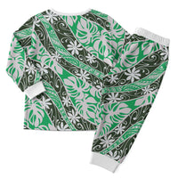 Matie Tahiti Tiare Monstera Christmas Pajama Set Polynesian Pattern Curve Style - Polynesian Pride