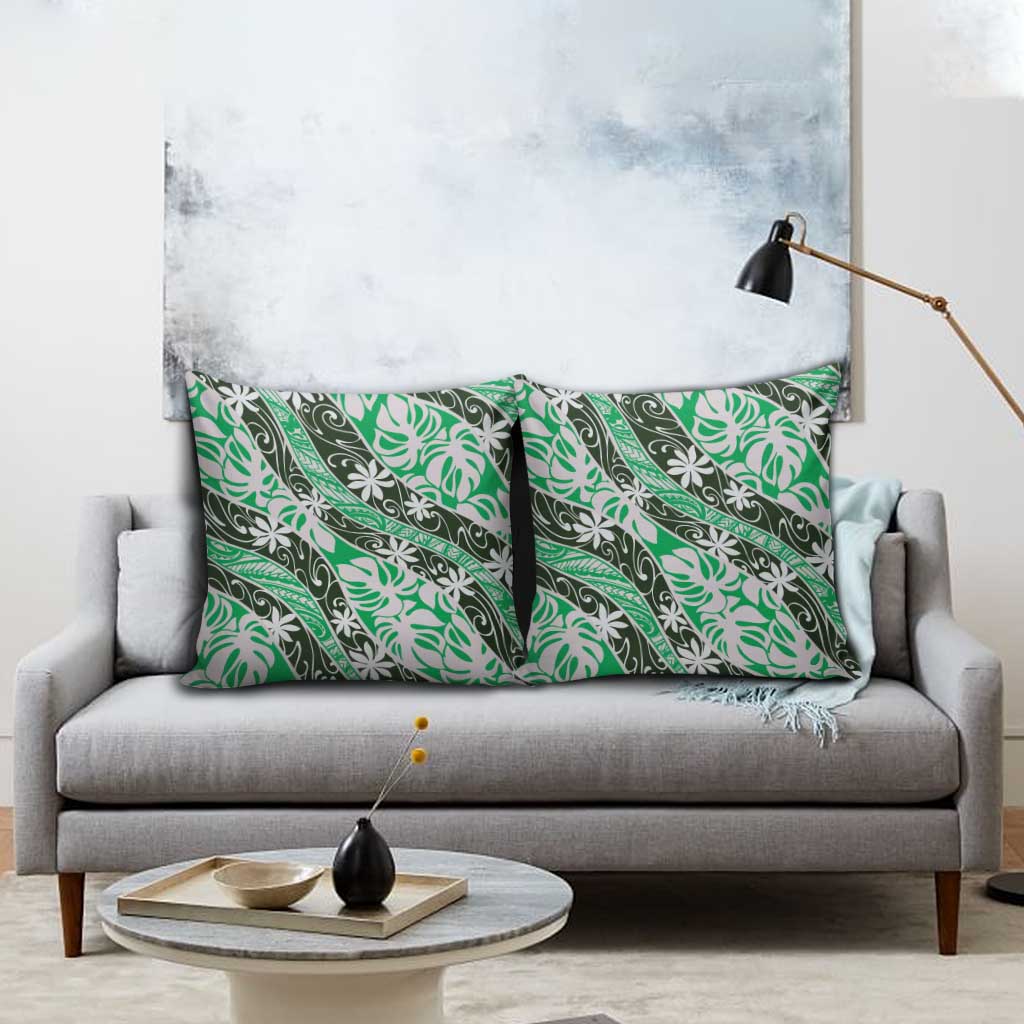 Matie Tahiti Tiare Monstera Pillow Cover Polynesian Pattern Curve Style - Polynesian Pride