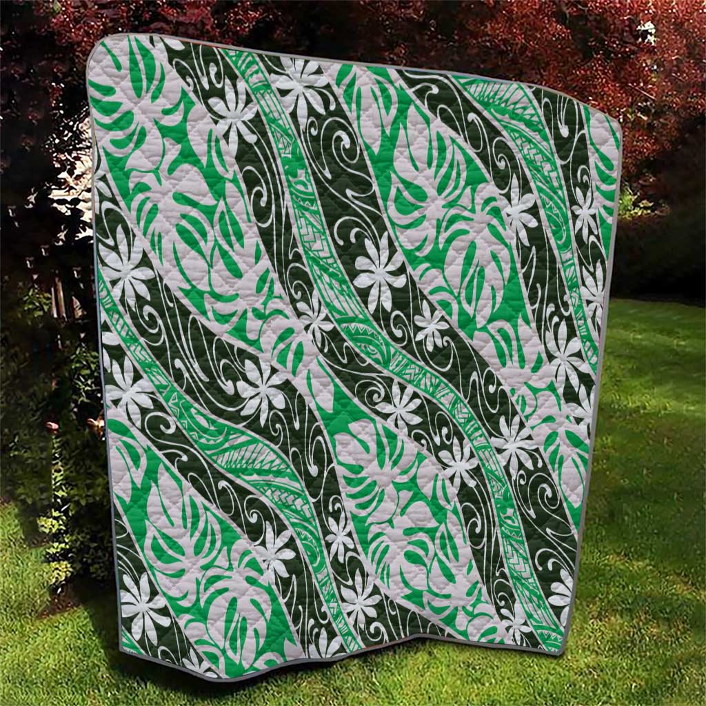Matie Tahiti Tiare Monstera Quilt Polynesian Pattern Curve Style - Polynesian Pride