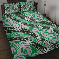 Matie Tahiti Tiare Monstera Quilt Bed Set Polynesian Pattern Curve Style - Polynesian Pride