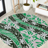 Matie Tahiti Tiare Monstera Round Carpet Polynesian Pattern Curve Style - Polynesian Pride