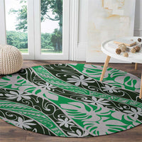 Matie Tahiti Tiare Monstera Round Carpet Polynesian Pattern Curve Style - Polynesian Pride