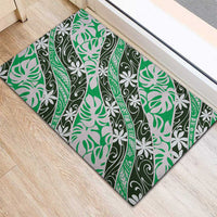 Matie Tahiti Tiare Monstera Rubber Doormat Polynesian Pattern Curve Style - Polynesian Pride