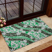 Matie Tahiti Tiare Monstera Rubber Doormat Polynesian Pattern Curve Style - Polynesian Pride