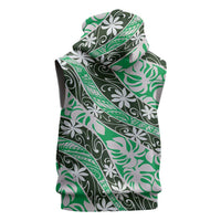 Matie Tahiti Tiare Monstera Sleeveless Hoodie Polynesian Pattern Curve Style - Polynesian Pride