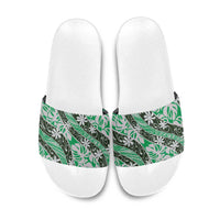Matie Tahiti Tiare Monstera Slide Sandals Polynesian Pattern Curve Style - Polynesian Pride