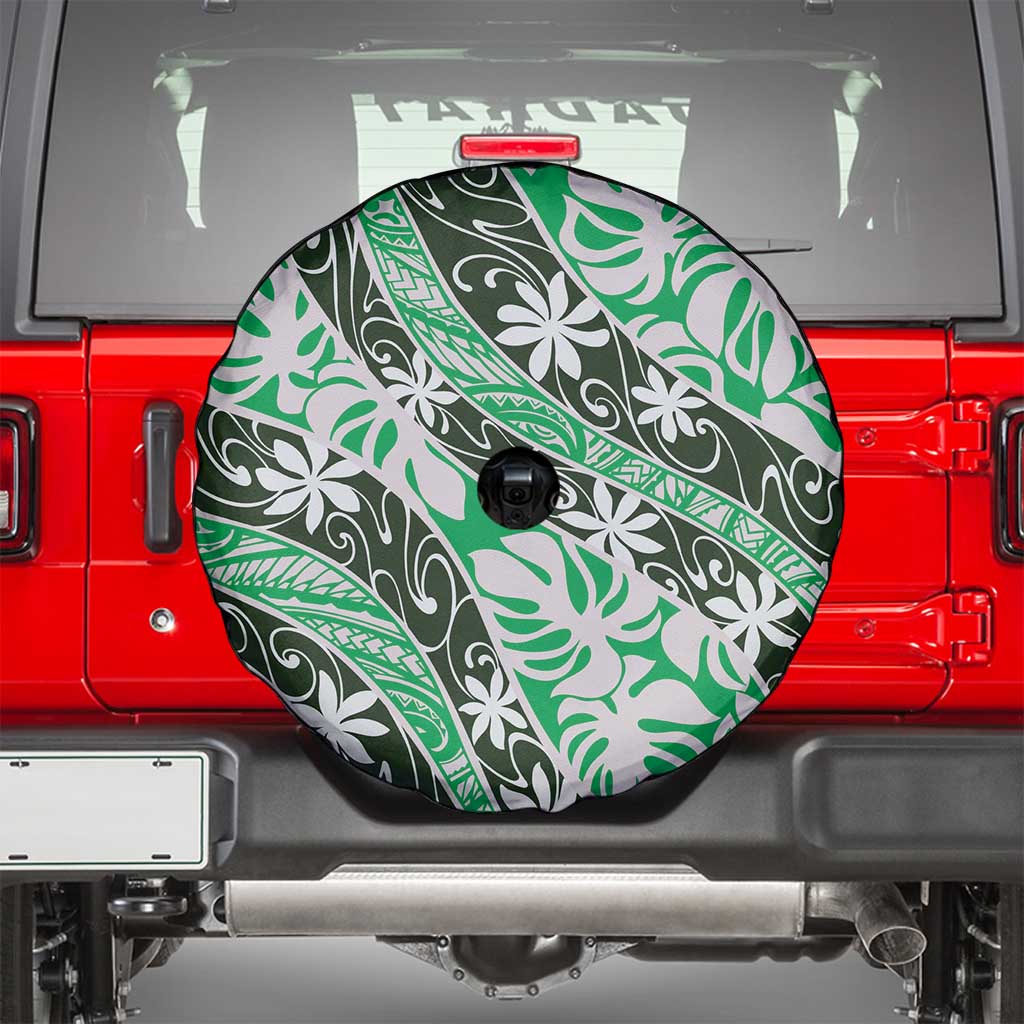 Matie Tahiti Tiare Monstera Spare Tire Cover Polynesian Pattern Curve Style - Polynesian Pride