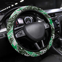 Matie Tahiti Tiare Monstera Steering Wheel Cover Polynesian Pattern Curve Style - Polynesian Pride