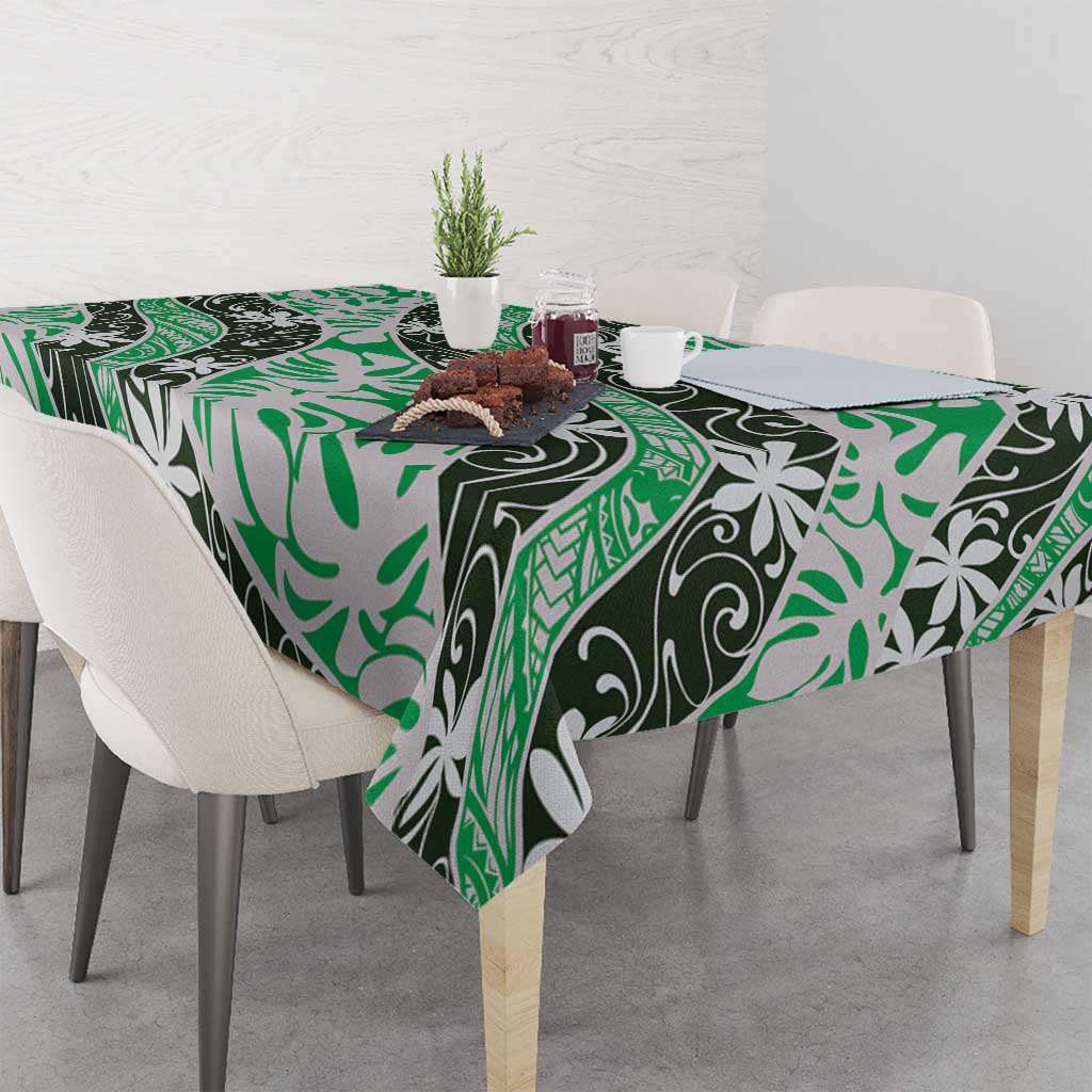 Matie Tahiti Tiare Monstera Tablecloth Polynesian Pattern Curve Style - Polynesian Pride