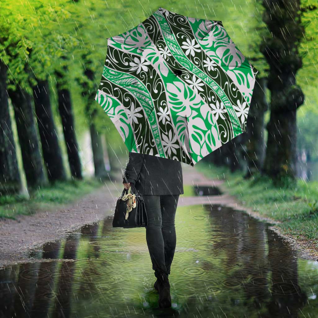 Matie Tahiti Tiare Monstera Umbrella Polynesian Pattern Curve Style - Polynesian Pride