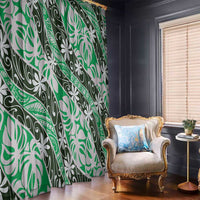 Matie Tahiti Tiare Monstera Window Curtain Polynesian Pattern Curve Style - Polynesian Pride