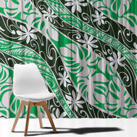 Matie Tahiti Tiare Monstera Window Curtain Polynesian Pattern Curve Style - Polynesian Pride