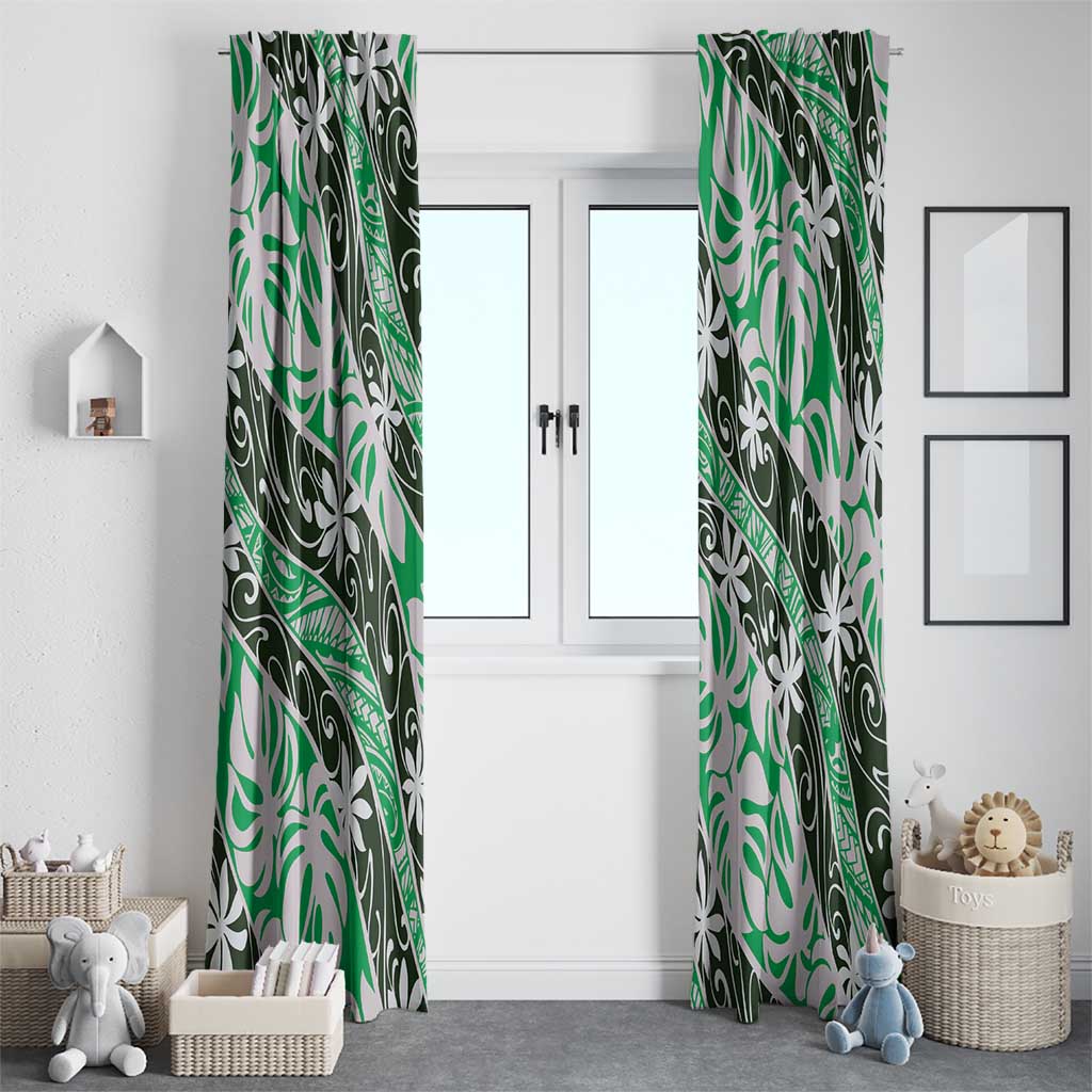 Matie Tahiti Tiare Monstera Window Curtain Polynesian Pattern Curve Style - Polynesian Pride
