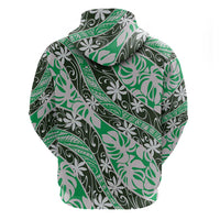 Matie Tahiti Tiare Monstera Zip Hoodie Polynesian Pattern Curve Style - Polynesian Pride