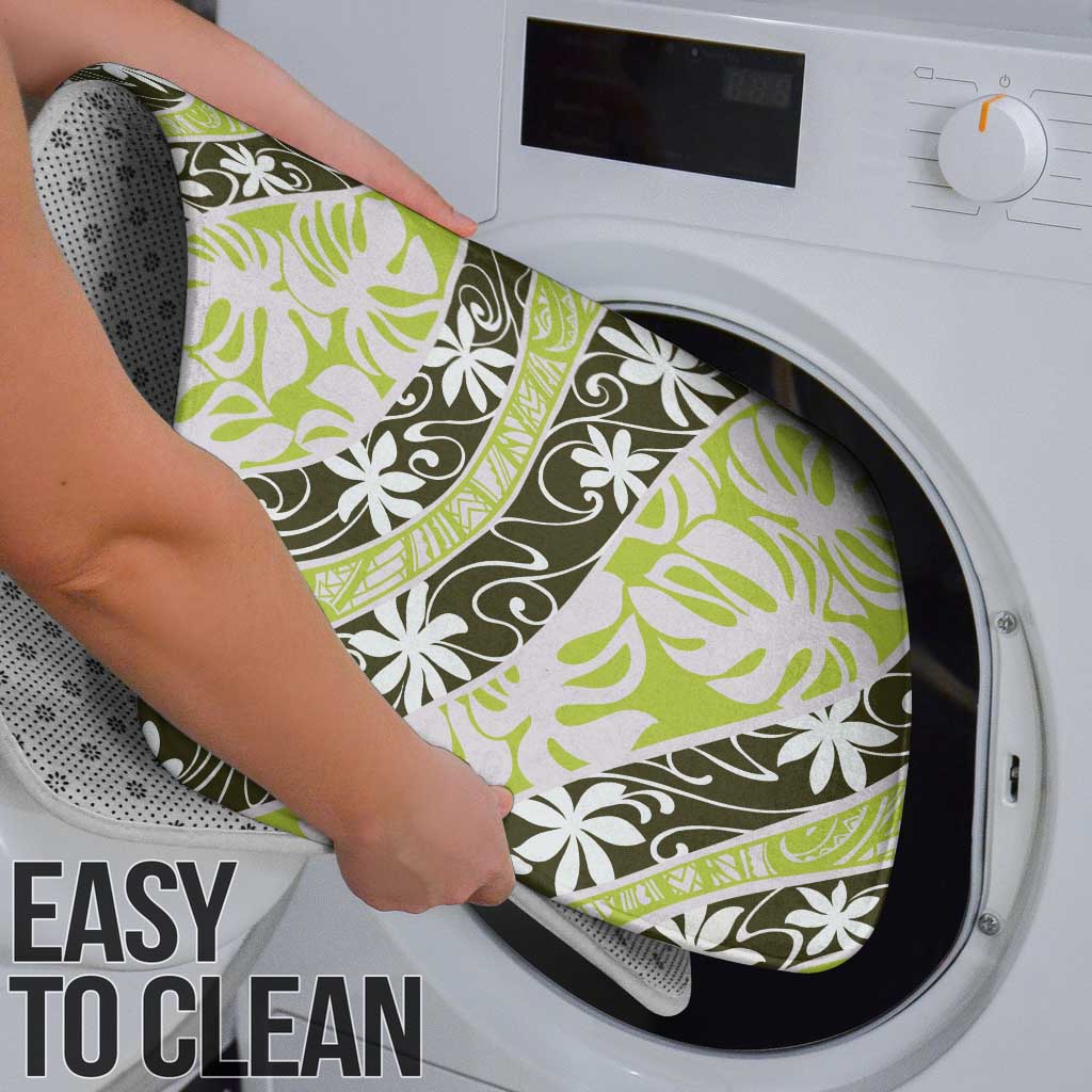 Olive Tahiti Tiare Monstera Bathroom Set Polynesian Pattern Curve Style - Polynesian Pride