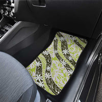 Olive Tahiti Tiare Monstera Car Mats Polynesian Pattern Curve Style - Polynesian Pride
