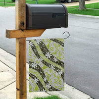 Olive Tahiti Tiare Monstera Garden Flag Polynesian Pattern Curve Style - Polynesian Pride