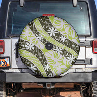 Olive Tahiti Tiare Monstera Spare Tire Cover Polynesian Pattern Curve Style - Polynesian Pride