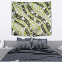 Olive Tahiti Tiare Monstera Tapestry Polynesian Pattern Curve Style - Polynesian Pride