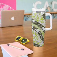 Olive Tahiti Tiare Monstera Tumbler With Handle Polynesian Pattern Curve Style - Polynesian Pride